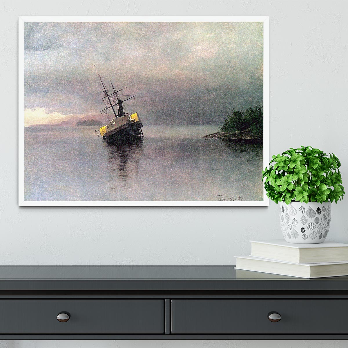 Shipwreck in Loring bay Alaska by Bierstadt Framed Print - Canvas Art Rocks -6