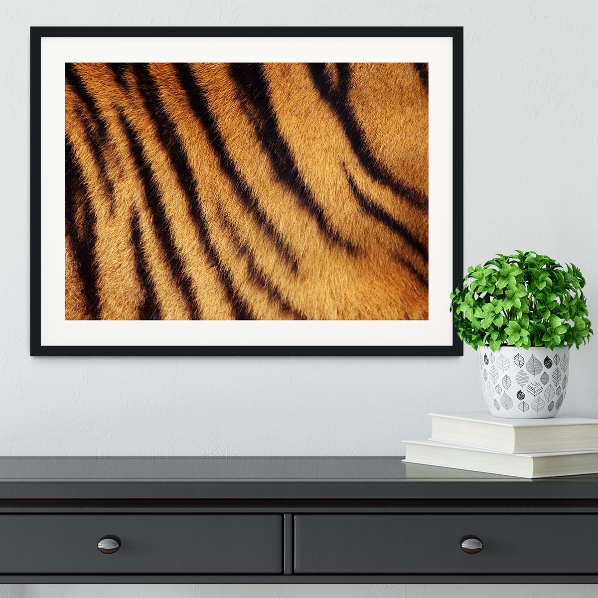 Siberian or Amur tiger stripped fur Framed Print - Canvas Art Rocks - 1