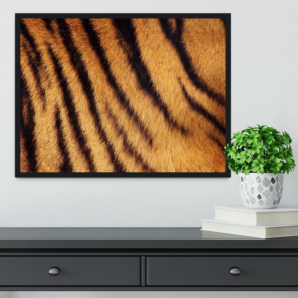 Siberian or Amur tiger stripped fur Framed Print - Canvas Art Rocks - 2
