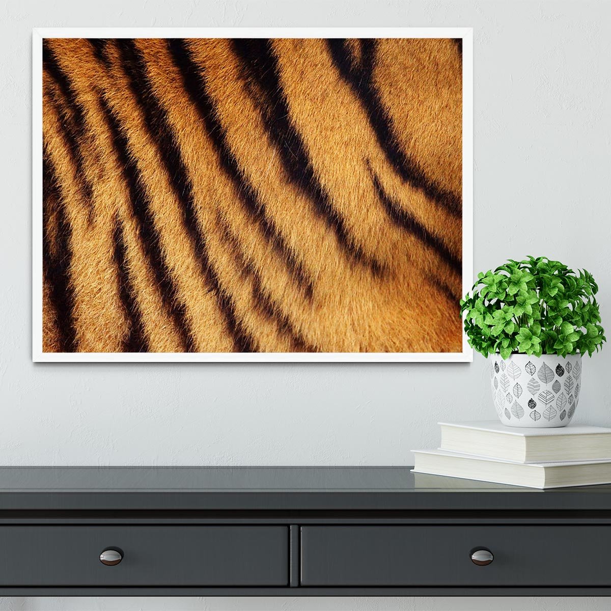 Siberian or Amur tiger stripped fur Framed Print - Canvas Art Rocks -6