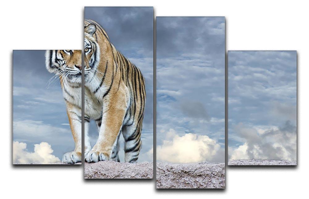 Siberian tiger ready to attack 4 Split Panel Canvas - Canvas Art Rocks - 1