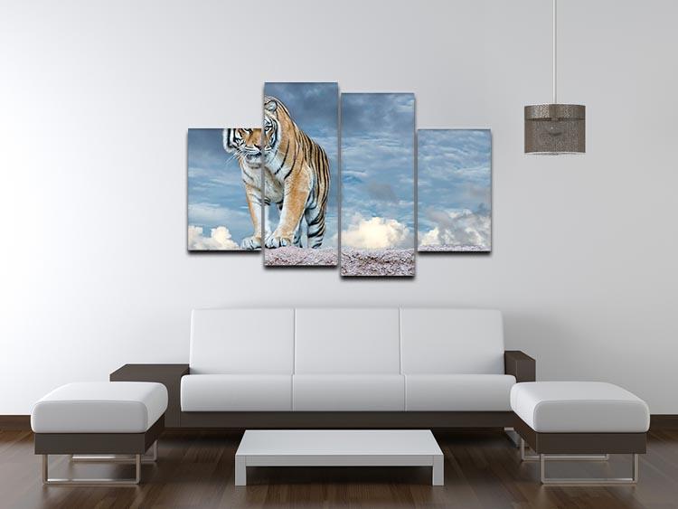 Siberian tiger ready to attack 4 Split Panel Canvas - Canvas Art Rocks - 3