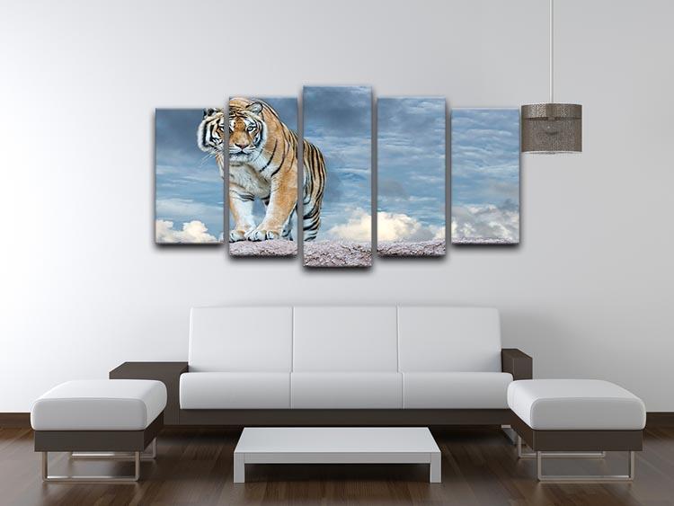 Siberian tiger ready to attack 5 Split Panel Canvas - Canvas Art Rocks - 3