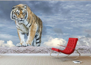 Siberian tiger ready to attack Wall Mural Wallpaper - Canvas Art Rocks - 2