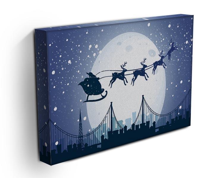 Silhouette Santa In The Night Sky Canvas Print or Poster - Canvas Art Rocks - 3