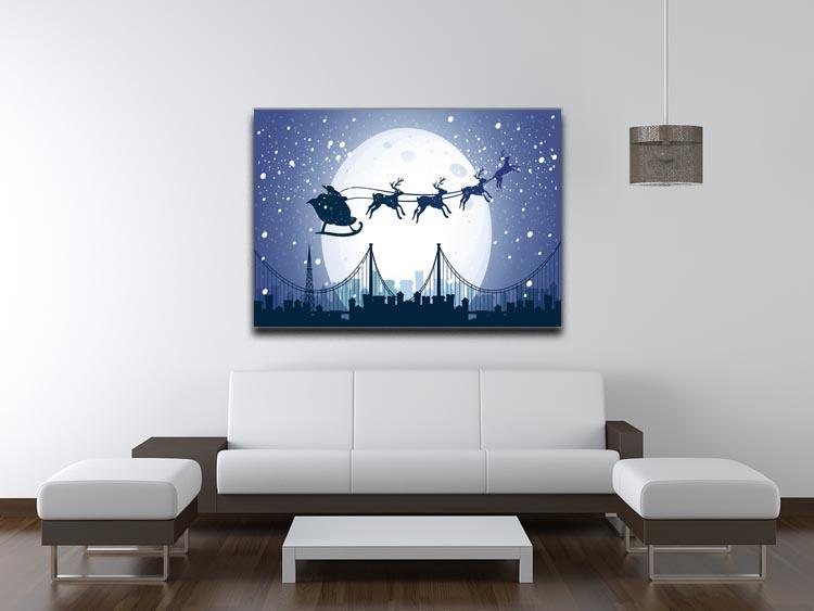 Silhouette Santa In The Night Sky Canvas Print or Poster - Canvas Art Rocks - 4