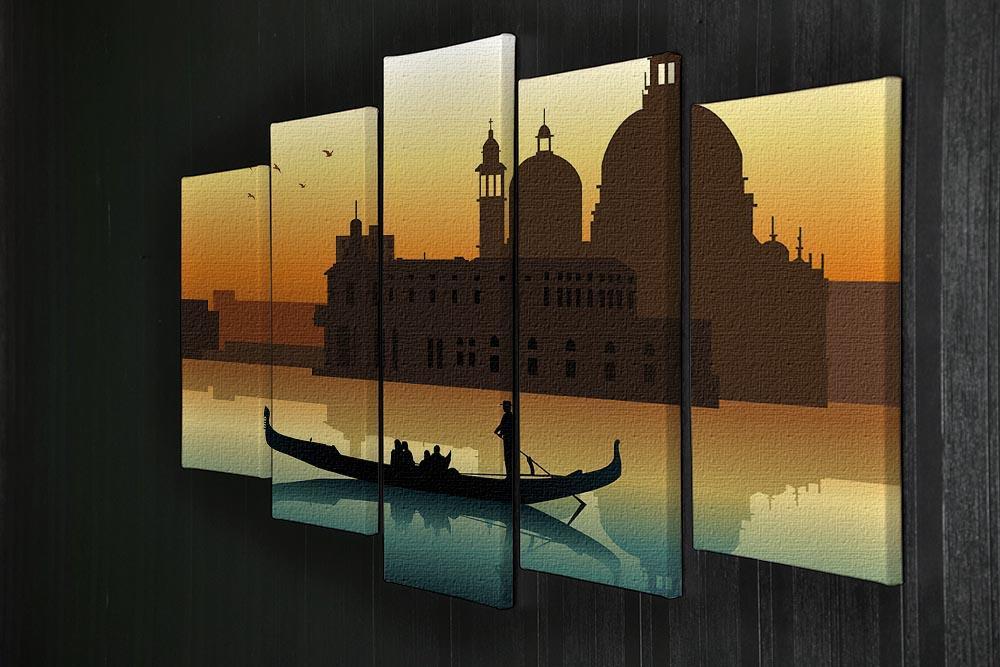 Silhouette illustration gondola in Venice 5 Split Panel Canvas  - Canvas Art Rocks - 2