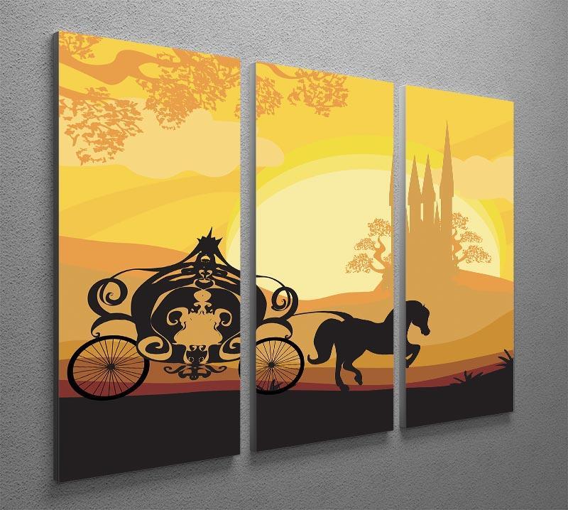 Silhouette of a horse carriage 3 Split Panel Canvas Print - Canvas Art Rocks - 2