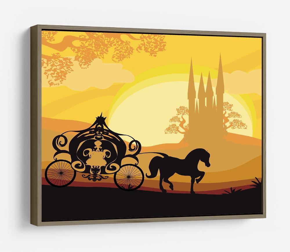 Silhouette of a horse carriage HD Metal Print