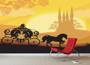 Silhouette of a horse carriage Wall Mural Wallpaper - Canvas Art Rocks - 3