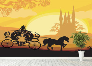 Silhouette of a horse carriage Wall Mural Wallpaper - Canvas Art Rocks - 4