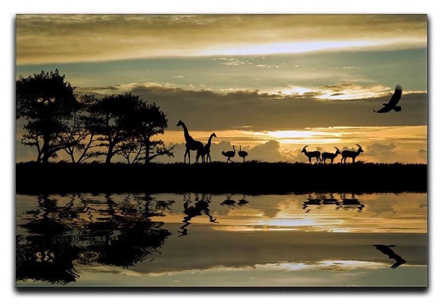 Silhouette of animals in Africa Canvas Print or Poster - Canvas Art Rocks - 1