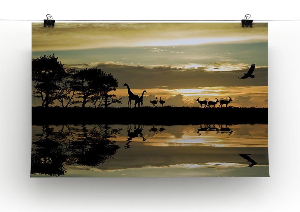 Silhouette of animals in Africa Canvas Print or Poster - Canvas Art Rocks - 2