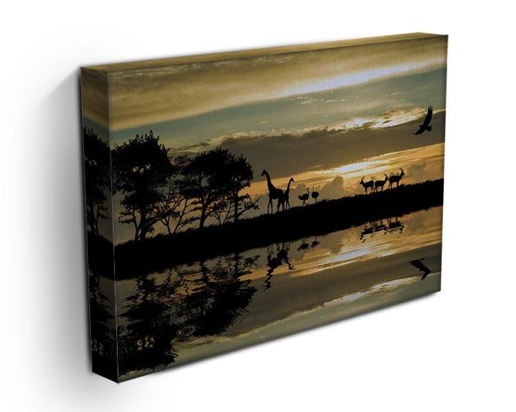 Silhouette of animals in Africa Canvas Print or Poster - Canvas Art Rocks - 3
