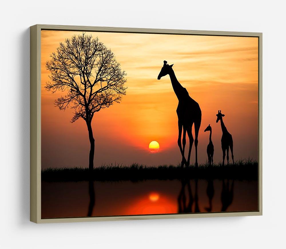 Silhouette of giraffe with reflection in water HD Metal Print - Canvas Art Rocks - 8