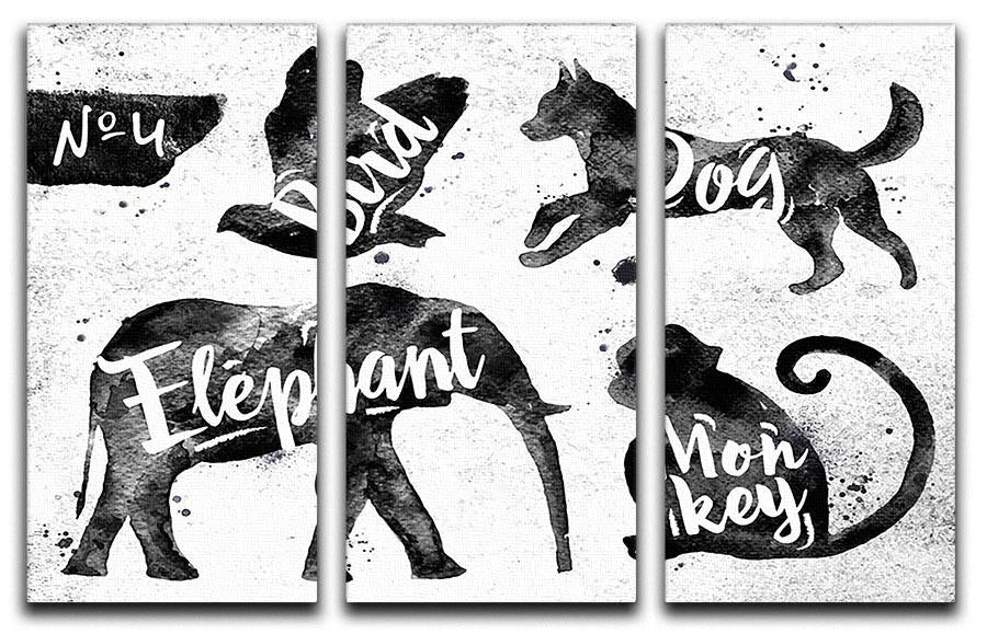 Silhouettes of animals 3 Split Panel Canvas Print - Canvas Art Rocks - 1