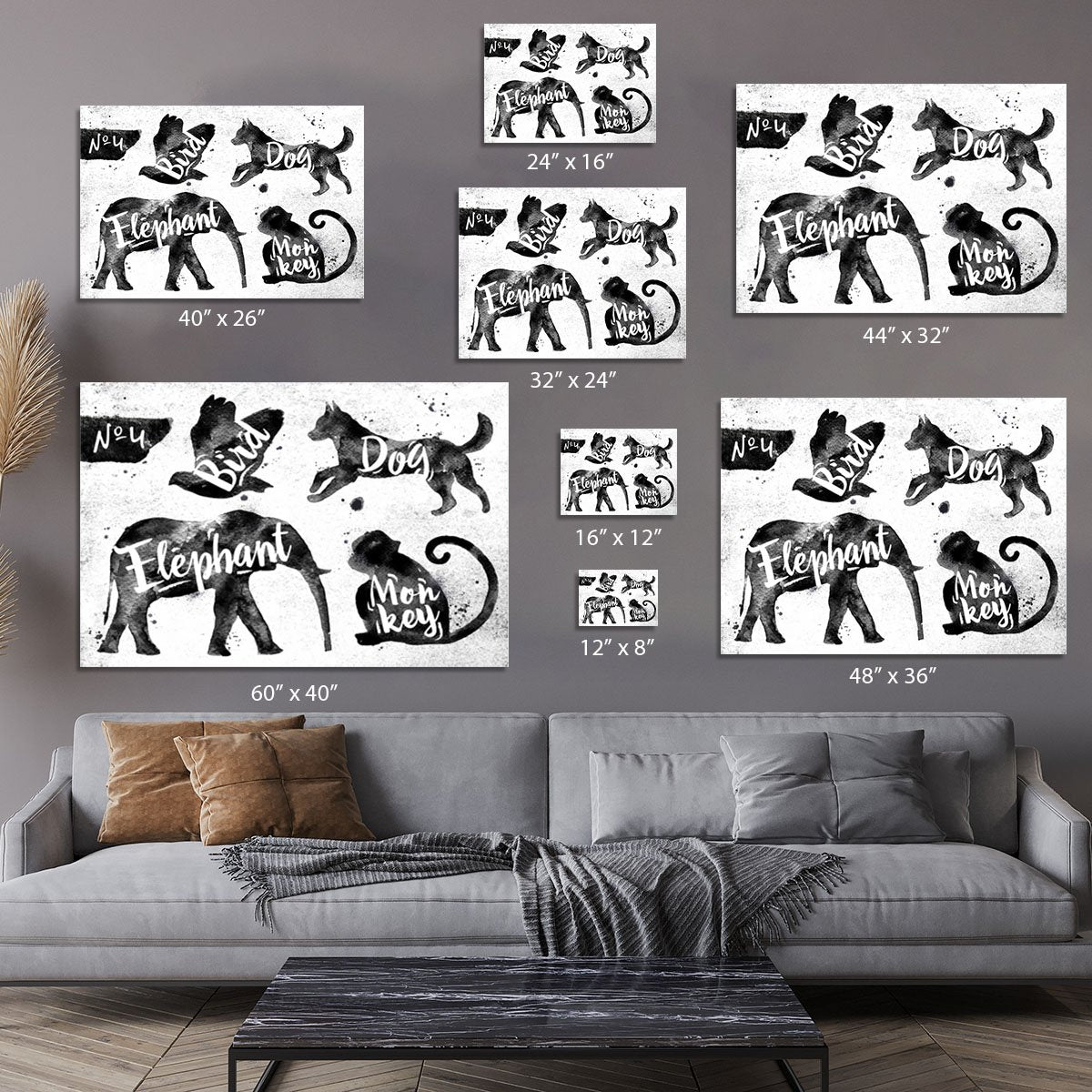 Silhouettes of animals Canvas Print or Poster