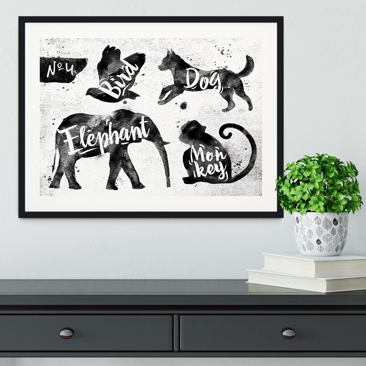 Silhouettes of animals Framed Print - Canvas Art Rocks - 1