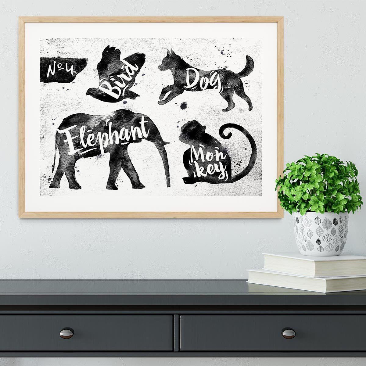 Silhouettes of animals Framed Print - Canvas Art Rocks - 3