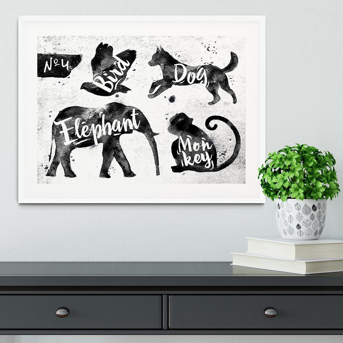 Silhouettes of animals Framed Print - Canvas Art Rocks - 5