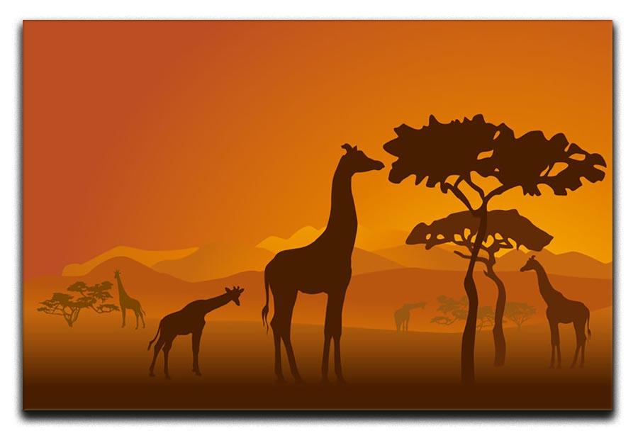 Silhouettes of giraffes in national park of Kenya Canvas Print or Poster - Canvas Art Rocks - 1