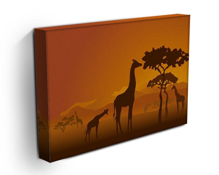 Silhouettes of giraffes in national park of Kenya Canvas Print or Poster - Canvas Art Rocks - 3