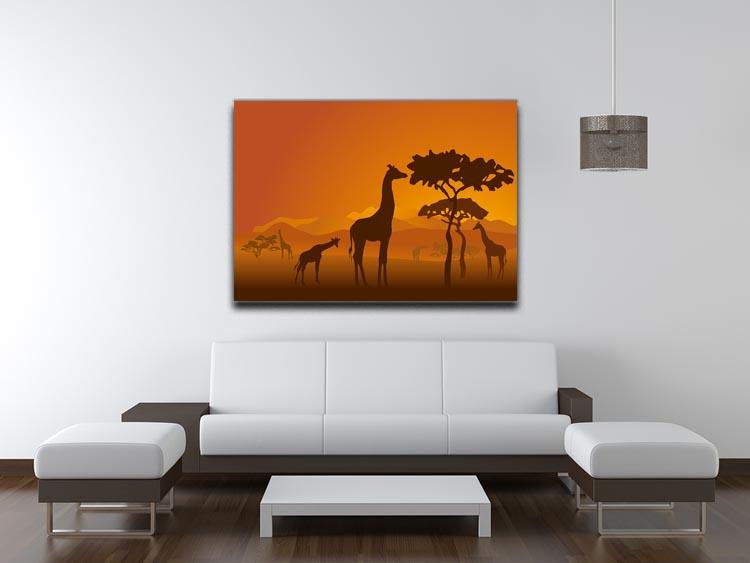 Silhouettes of giraffes in national park of Kenya Canvas Print or Poster - Canvas Art Rocks - 4