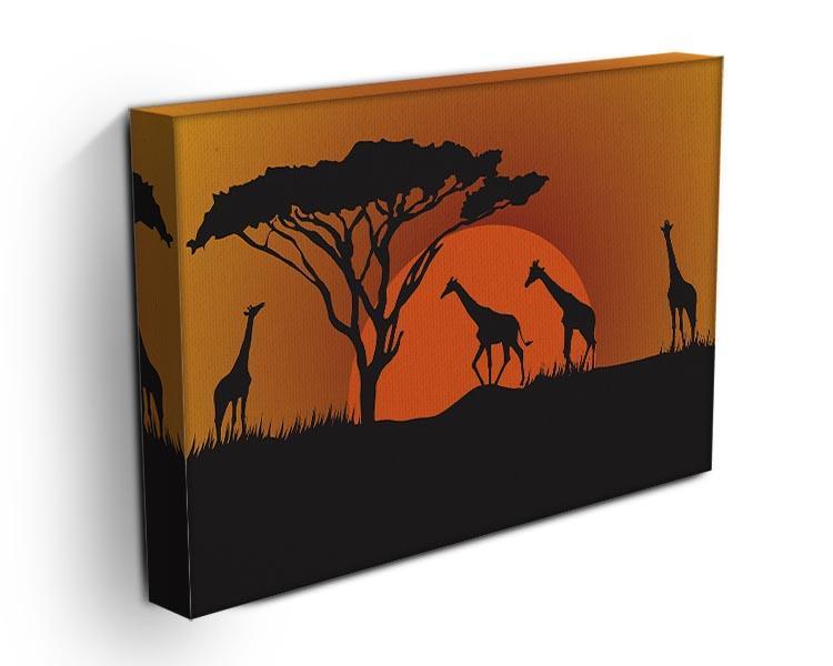 Silhouettes of giraffes in safari sunset Canvas Print or Poster - Canvas Art Rocks - 3