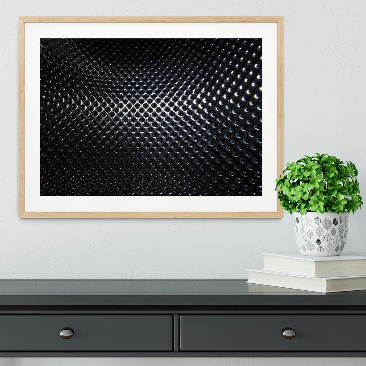 Silver steel metallic hole texture Framed Print - Canvas Art Rocks - 3