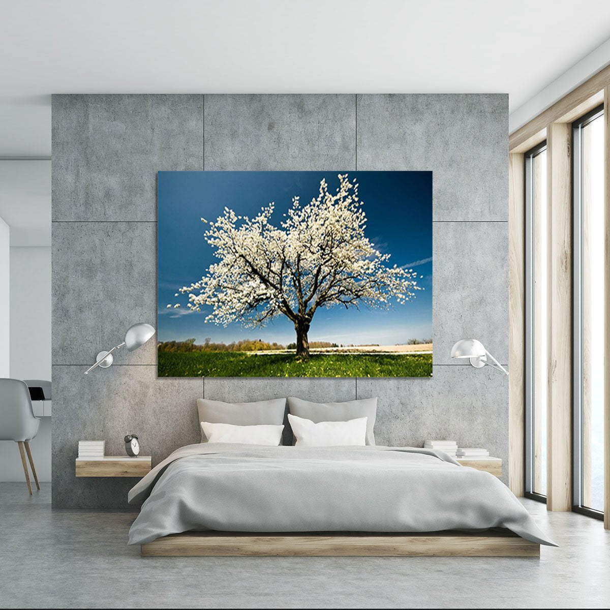 Single blossoming tree in spring Canvas Print or Poster