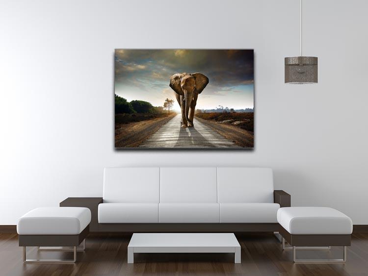 Single elephant walking in a road Canvas Print or Poster - Canvas Art Rocks - 4