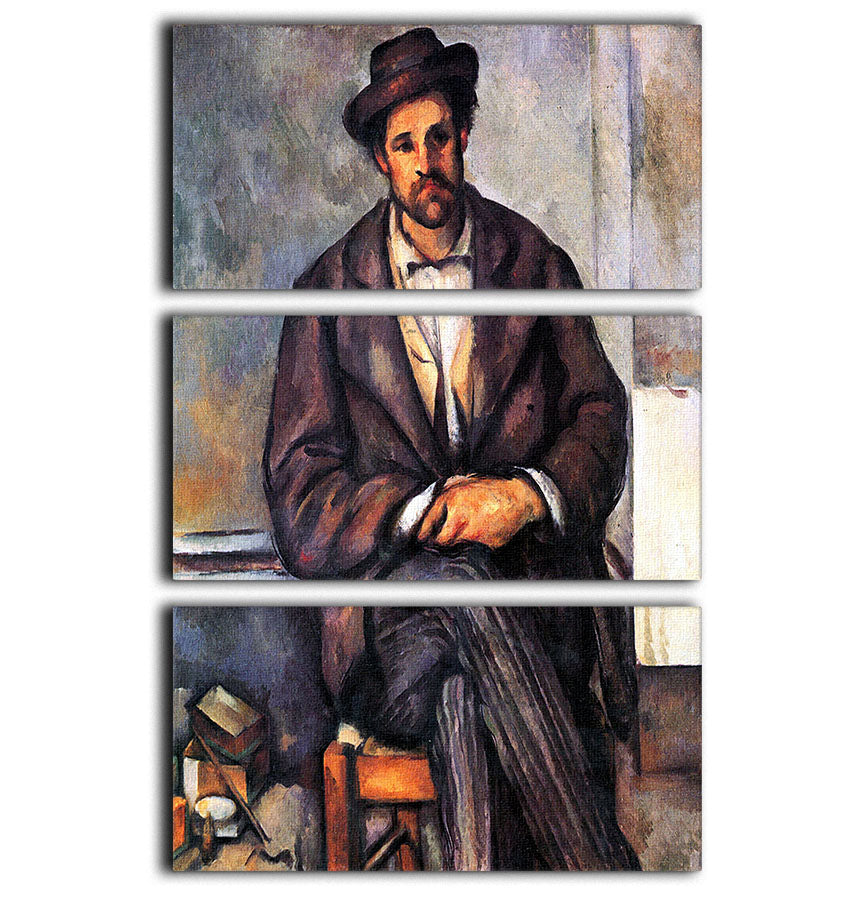 Sitting Farmer by Cezanne 3 Split Panel Canvas Print - Canvas Art Rocks - 1