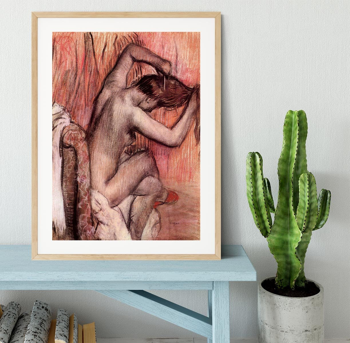 Sitting and brushing by Degas Framed Print - Canvas Art Rocks - 3