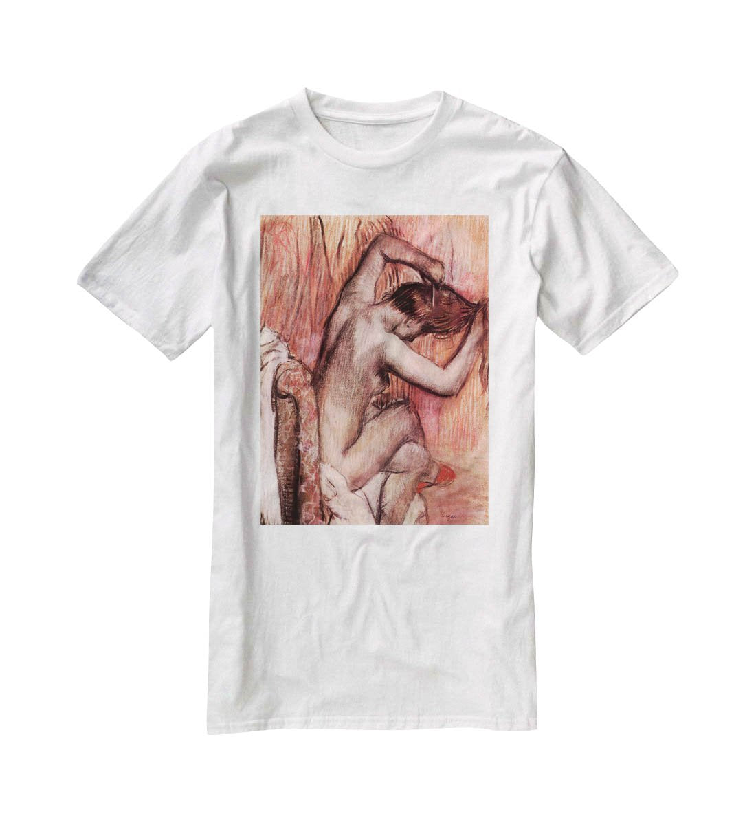 Sitting and brushing by Degas T-Shirt - Canvas Art Rocks - 5