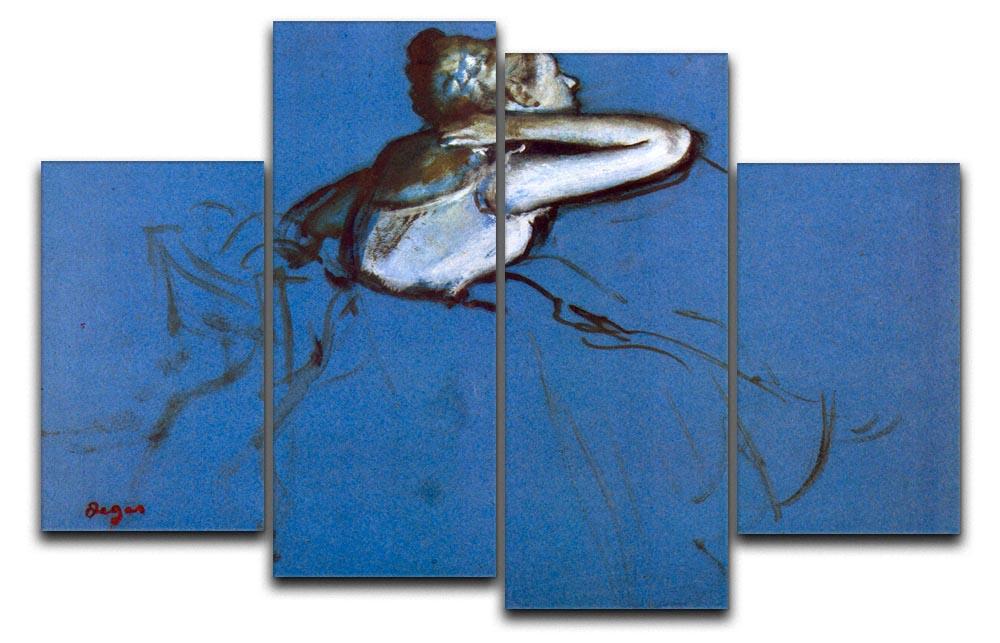 Sitting dancer in profile with hand on her neck by Degas 4 Split Panel Canvas - Canvas Art Rocks - 1