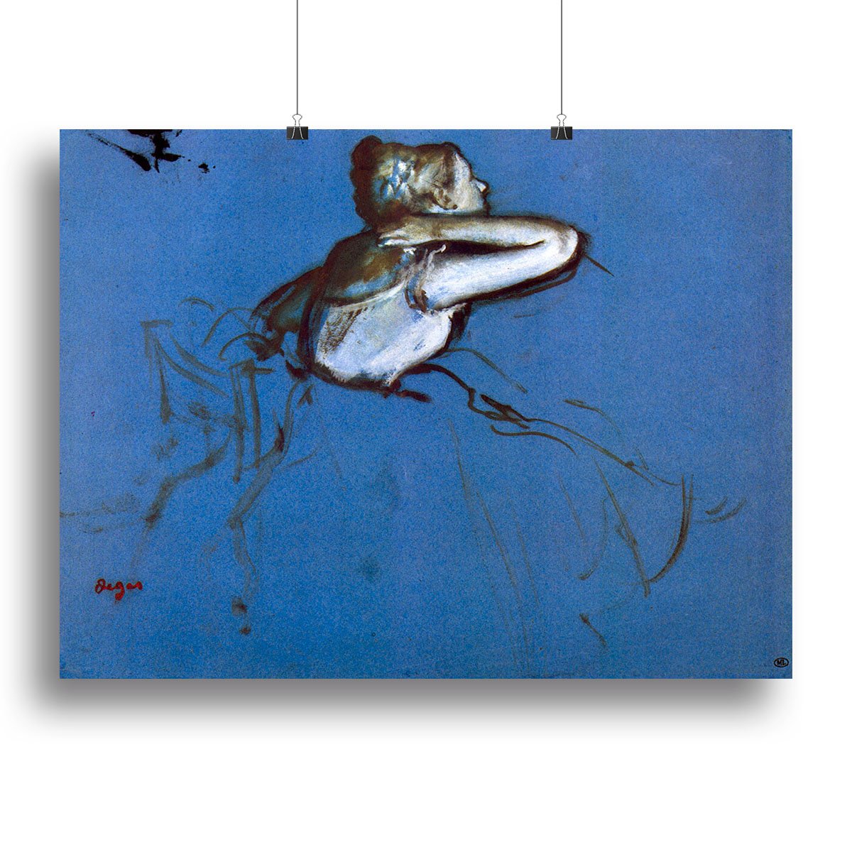 Sitting dancer in profile with hand on her neck by Degas Canvas Print or Poster