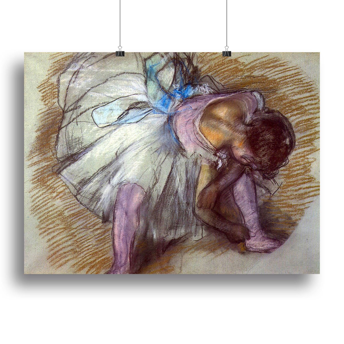 Sitting dancer lacing her slipper by Degas Canvas Print or Poster