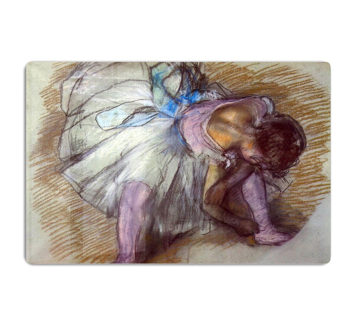 Sitting dancer lacing her slipper by Degas HD Metal Print - Canvas Art Rocks - 1