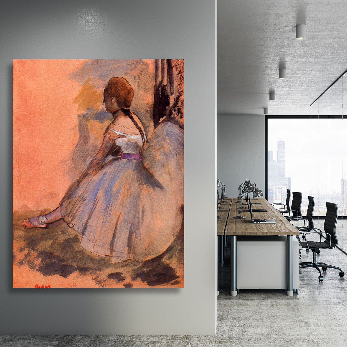 Sitting dancer with extended left leg by Degas Canvas Print or Poster