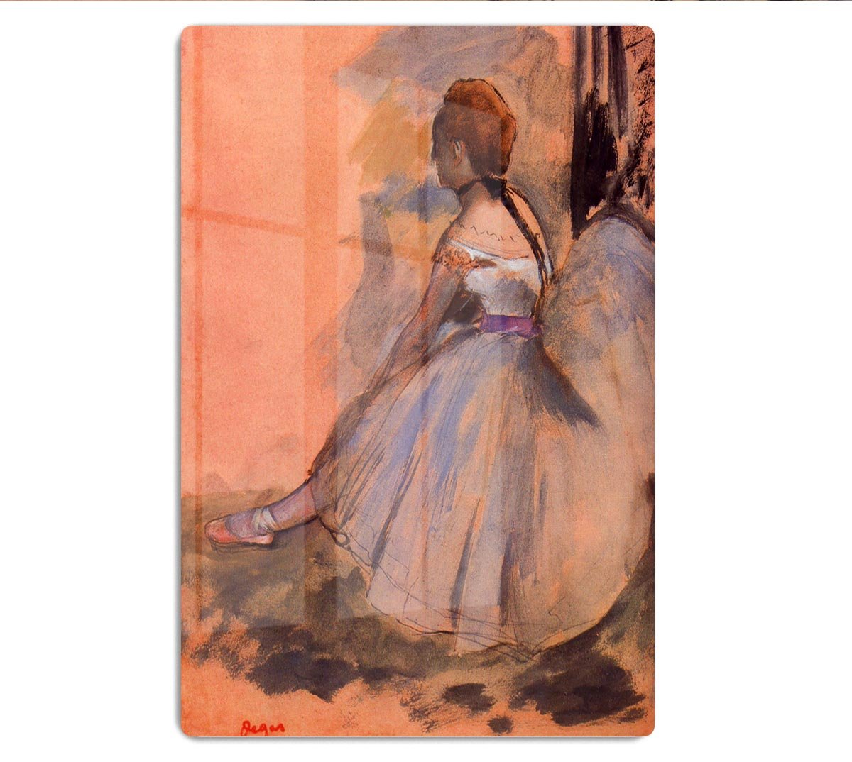 Sitting dancer with extended left leg by Degas HD Metal Print - Canvas Art Rocks - 1