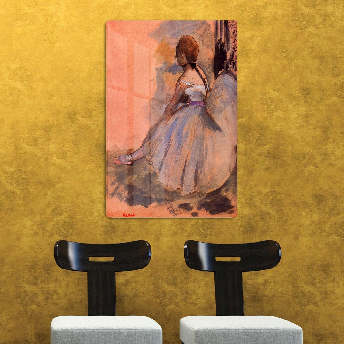 Sitting dancer with extended left leg by Degas HD Metal Print - Canvas Art Rocks - 2