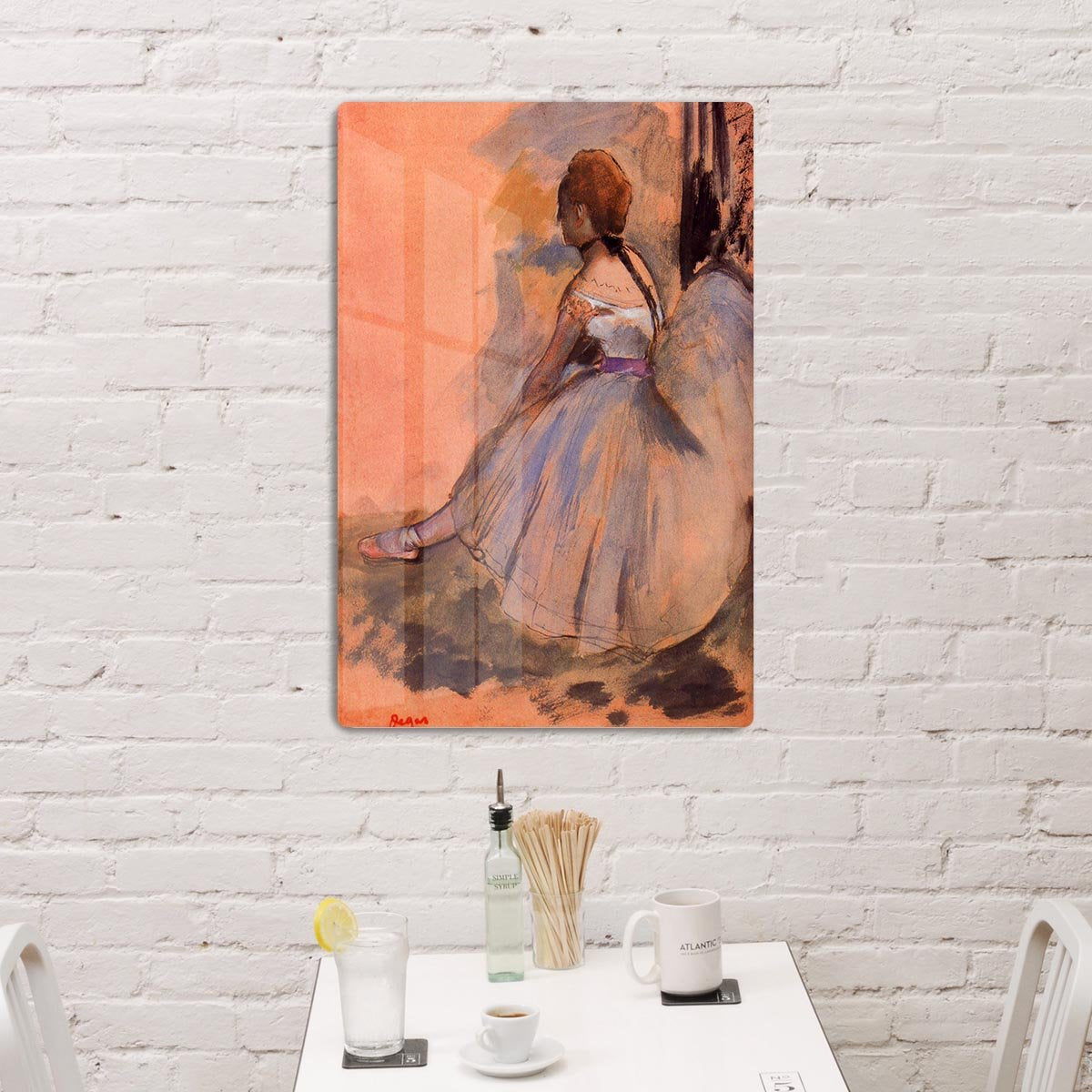 Sitting dancer with extended left leg by Degas HD Metal Print - Canvas Art Rocks - 3
