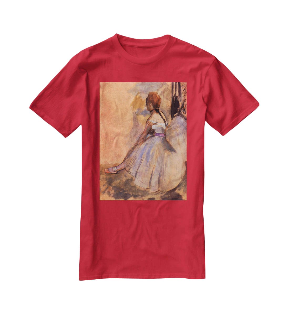 Sitting dancer with extended left leg by Degas T-Shirt - Canvas Art Rocks - 4