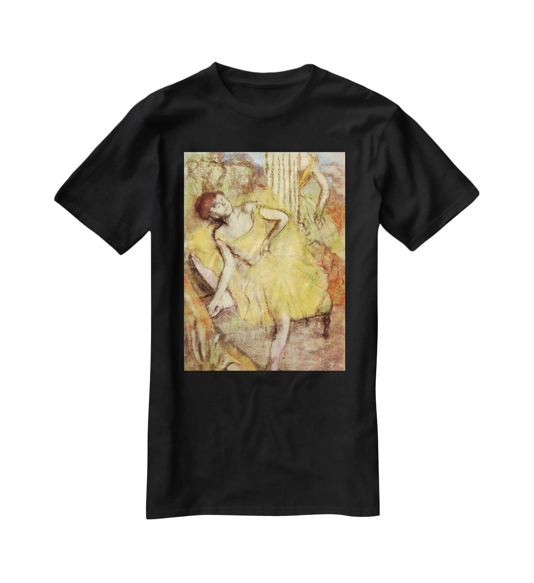 Sitting dancer with the right leg up by Degas T-Shirt - Canvas Art Rocks - 1