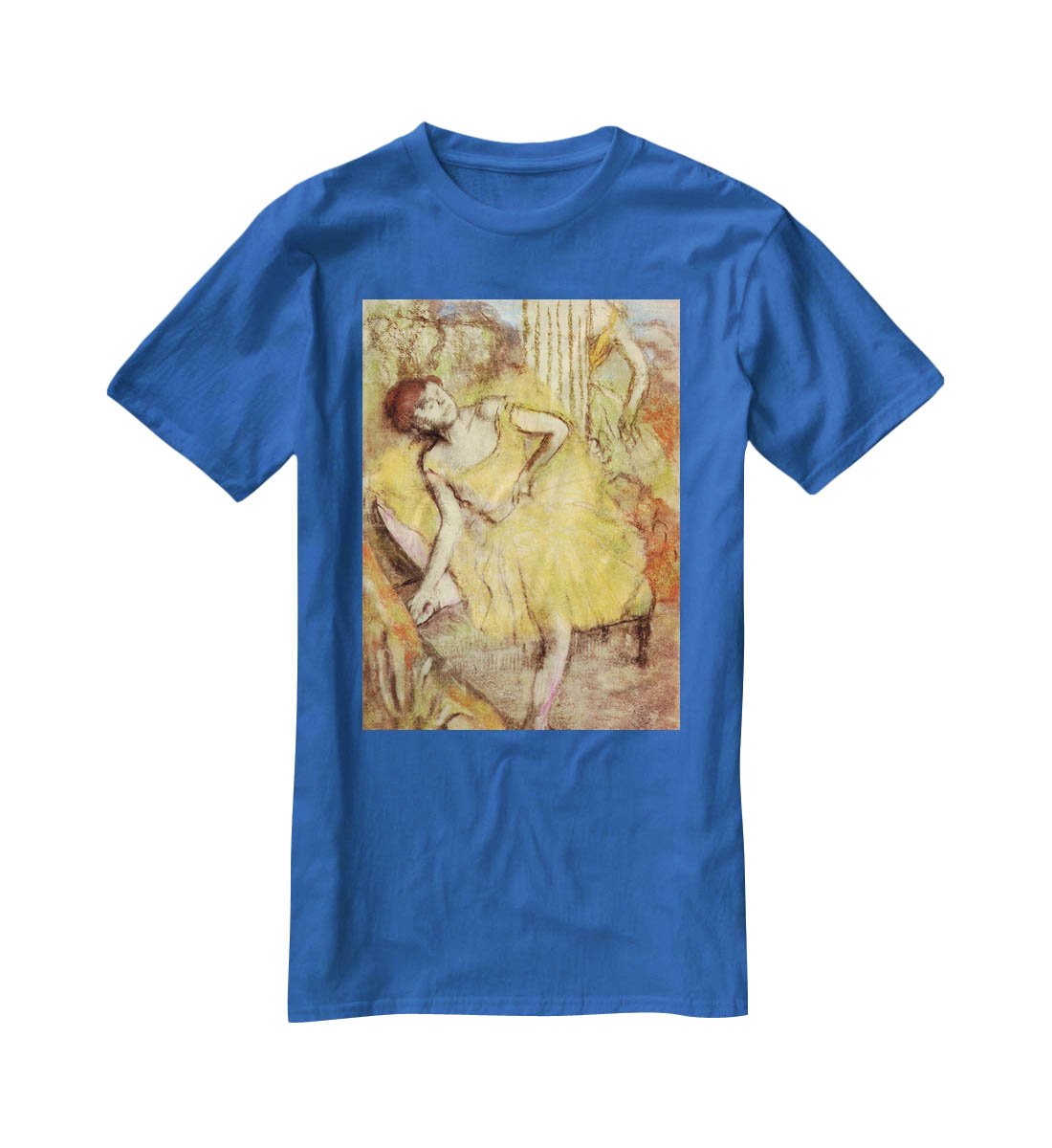 Sitting dancer with the right leg up by Degas T-Shirt - Canvas Art Rocks - 2