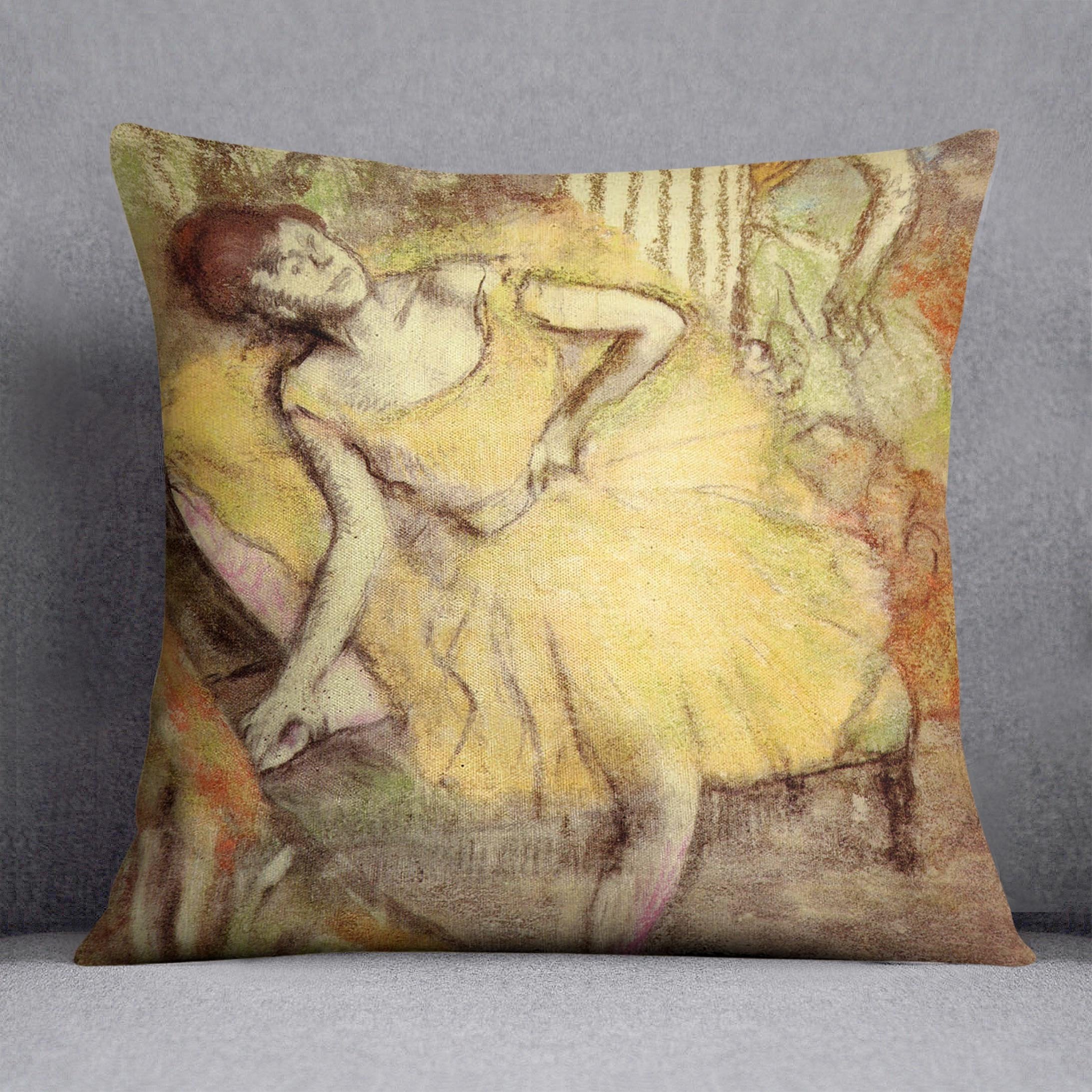Sitting dancer with the right leg up by Degas Cushion
