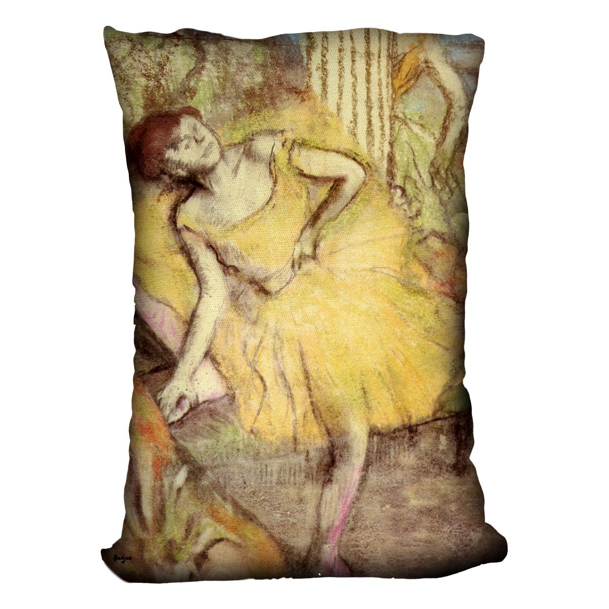 Sitting dancer with the right leg up by Degas Cushion