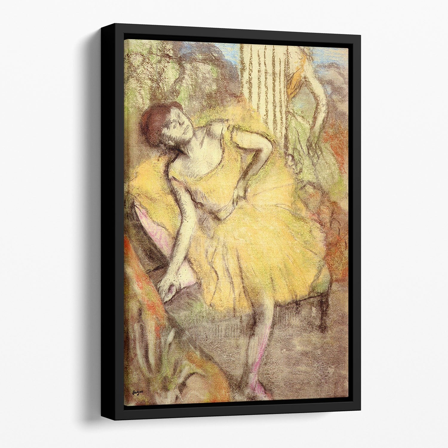 Sitting dancer with the right leg up by Degas Floating Framed Canvas