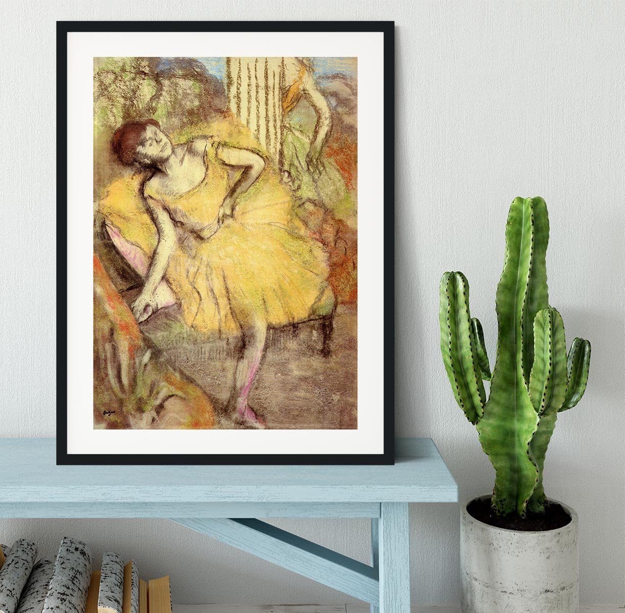 Sitting dancer with the right leg up by Degas Framed Print - Canvas Art Rocks - 1
