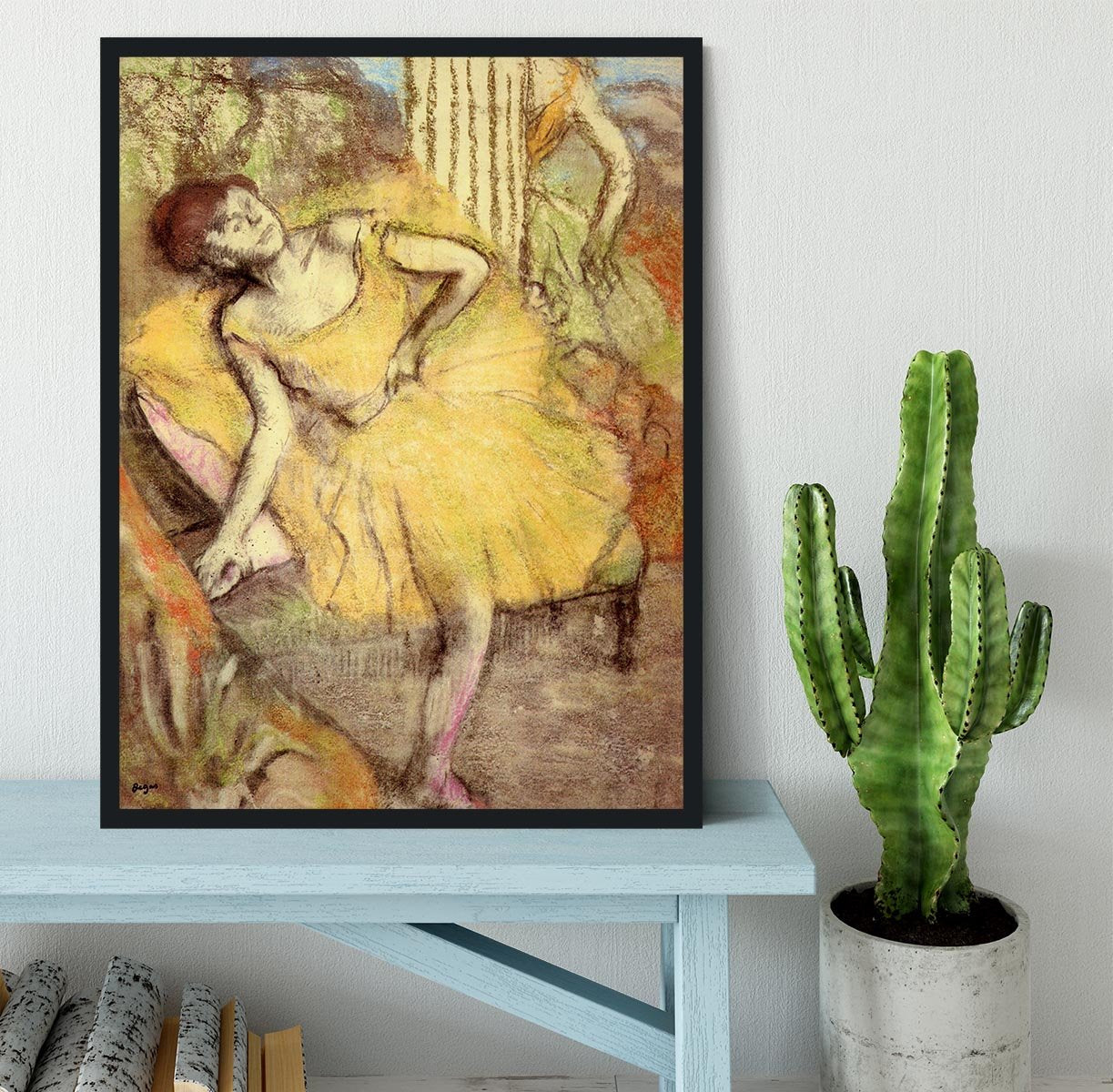 Sitting dancer with the right leg up by Degas Framed Print - Canvas Art Rocks - 2